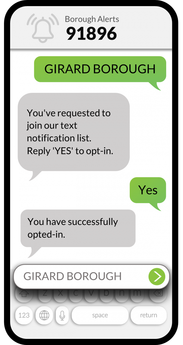 Example of TextMyGov phone alert notification