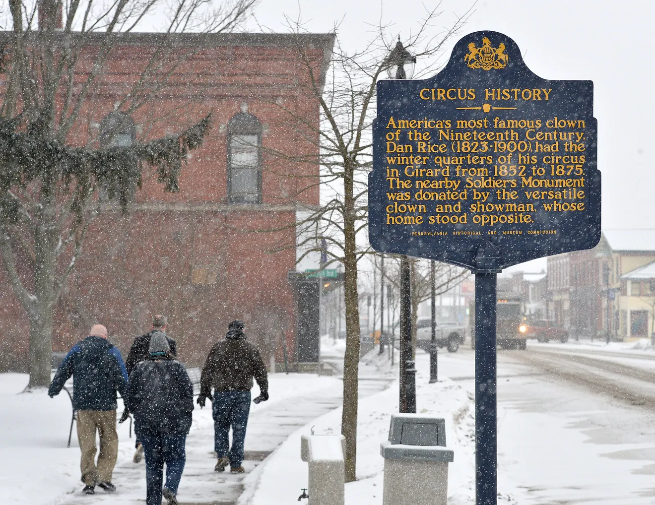 Historic downtown Girard placard